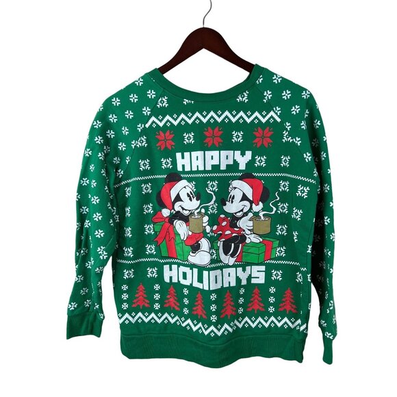 Disney Tops - Disney Women's Mickey Minnie Mouse Snowflake Holiday Christmas Sweatshirt Medium